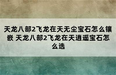 天龙八部2飞龙在天无尘宝石怎么镶嵌 天龙八部2飞龙在天逍遥宝石怎么选